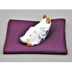 茶道具　香合　干支「亥」　交趾釉、中村翠