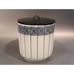 茶道具　水指　染付　桶側、京焼　御室窯作、桐共箱　新品。