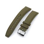21mm MiLTAT 時計ベルト ストロング ナイロン ミリタリーグリーン グリーンステッチ ポリッシュドバックル
