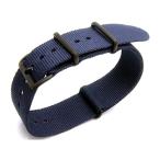 20mm 時計ベルト NATO G10 ナイロン ネイビーブルー PVDブラックバックル