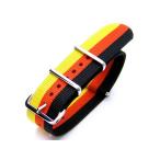 20mm 時計ベルト NATO G10 ナイロン German Flag ブラック＆オレンジ＆イエロー ポリッシュドバックル