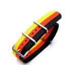 22mm 時計ベルト NATO G10 ナイロン German Flag ブラック＆オレンジ＆イエロー ブラッシュドバックル