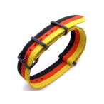 22mm 時計ベルト NATO G10 ナイロン German Flag ブラック＆オレンジ＆イエロー PVDブラックバックル