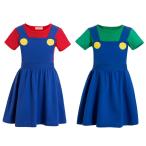 マリオ ルイージ なりきり ノースリーブ ワンピース 子供服 キッズ ドレス コスプレ ハロウィン