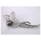 SV　黒蝶パールブローチ　10.8ミリ