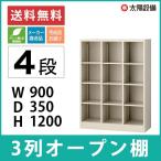 キャビネット オープン棚 スチール 3列4段 ニューグレー W900×D350×H1200 SE-SBK-12 (返品不可 個人宅配送不可)