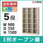 キャビネット オープン棚 スチール 3列5段 ニューグレー W900×D350×H1500 SE-SBK-15 (返品不可 個人宅配送不可)