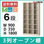 キャビネット オープン棚 スチール 3列6段 ニューグレー W900×D350×H1800 SE-SBK-18 (返品不可 個人宅配送不可)