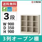 キャビネット オープン棚 スチール 3列3段 ニューグレー W900×D350×H900 SE-SBK-9 (返品不可 個人宅配送不可)