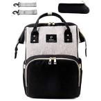 [Surmonter] マザーズバッグ リュック レディース 多機能 大容量 防水 リュックサック 哺乳瓶 保温ポケット (グレーブラック)