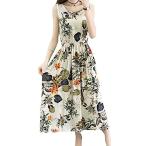 Yahoo! Yahoo!ショッピング(ヤフー ショッピング)[ブランクブラン] ワンピース 総柄 サンドレス サマー ロング ノースリーブ ワンピ M2XL （フラワー柄 XL）