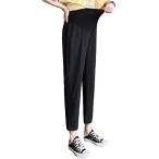 [エバーオリーブ] マタニティパンツ 9分丈 サラサラ素材 薄手 テーパード アンクル丈 チノパン アジャスターゴム付き (ブラック M)