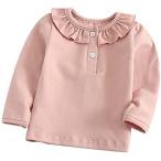 LILKIWAI ベビー服 キッズ 長袖Tシャツ 女の子 ガールズ 無地 トップス フリル コットン 秋 かわいい カジュアル (ピンク 70)