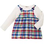 [ミキハウス ホットビスケッツ] Ｔシャツ 明るいチェック柄 レイヤード風デザイン ベビー服 キッズ 女の子 (マルチカラー 100)