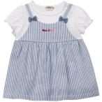 [ミキハウス ホットビスケッツ] Ｔシャツ ギンガムチェック柄 半袖 ベビー服 キッズ 女の子 72-5208-387 (ブルー 90)