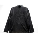 大きいサイズ　BE AMBITION   スカル＆ロゴストーン 長袖ジップポロシャツ 　ビーアンビション