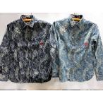 ショッピング和柄 絡繰魂　桜流水 長袖 デニムシャツ　カラクリ魂　和柄シャツ