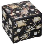 若泉漆器 3段重箱 6.5寸重 黒花丸文様(内黒) H-150-57A