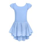 (Arshiner) балет Leotard ребенок мягкий сделал оборка рукав хлопок ткань художественная гимнастика Chris Cross задний sif