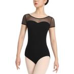 (DANSHOW) женщина короткий рукав Dance Leotard для взрослых сетка балет Leotard спортивная форма балет тренировка надеты 