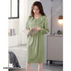 レディース ナイトウェア ネグリジェ パジャマ ワンピース ルームウェア 長袖 ロング丈 スクエアネック レース 姫系ネグリジェ 部屋着 寝間着 春秋