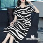 ショッピングワンピース 夏 レディース ワンピース 半袖 レディース 夏ワンピース ゼブラ柄 半袖ワンピース ゆったり 縞柄ワンピース 薄手 夏 サマーワンピース ロングワンピ