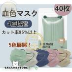 血色マスク 立体型 マスク 3D立体 使い捨て 耳が痛くない おしゃれ ギフト 可愛い 不織布マスク 耳ゴムカラー 4層 メイク保護 小顔 呼吸快適 5色 40枚