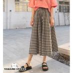 ギンガムチェック ワイドパンツ チェック柄 レディース ボトムス パンツ 春夏 スカンツ スカーチョ カジュアル 大人可愛い 春 夏 ゆったり 体型カバー