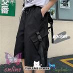 ハーフパンツ ショート丈 カーゴパンツ ブラック ウエ