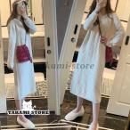 春 夏 ニットワンピース レディース ワンピース ロング丈 ニットワンピ ゆったり フード付き 長袖ワンピース レトロ 編み模様 可愛い ロングワンピ