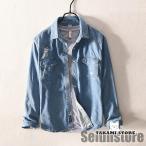 ショッピングダンガリー デニムシャツ メンズ ダンガリーシャツ カジュアルシャツ 開襟シャツ トップス ダンガリー シャツ 長袖シャツ