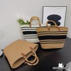 かごバッグ 大容量トートバッグ配色カバン