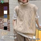 ニットベスト レディース 春服 プルオーバー ハイネック トップス タートルネック レイヤード 通勤 ノースリープ 秋 韓国風 ケーブル編み 重ね着
