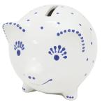 ショッピング貯金箱 ティファニー 貯金箱 貯金箱 陶器 ホワイトxブルー 豚 ブタ