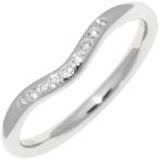 ティファニー 指輪 Pt950 ダイヤ9P(0.06ct) カーブドバンドリング 幅2ミリ