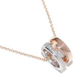 ジョージ ジェンセン ペンダントネックレス K18PG K18WG ダイヤ0.22ct フュージョン オープン ペンダントネックレス 2000963