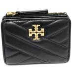 トリーバーチ L字ファスナー二つ折り財布(小銭入れあり) キラ シェブロン バイフォールドウォレット レザー 黒 ゴールド金具 153121 001
