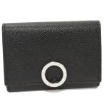 ブルガリ 二つ折りカードケース ブルガリブルガリ ロゴクリップ ビジネスカードホルダー グレインカーフスキン ブラック シルバー金具 30420