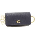  Coach 6 полосный чехол для ключей кольцо для ключей есть Cross серый n кожа темно-синий CH799 6 полосный чехол для ключей 