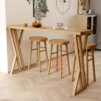 モダン バー テーブル ウッド トップ 無垢材ベース付き長方形バー テーブル 長方形ソファ コンソール テーブル コンソール テーブル ダイニング コーヒー