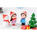 スノードーム 雪だるま ニット帽子カップル ３体 テラリウム フィギュア クリスマスオブジェ テラリウム アクアリウム コケリウム ジオラマ 箱庭 かわいい