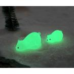 光る白熊親子 夜光 蓄光 北極熊 動物 フィギュア テラリウム フィギュア ミニフィギュア コケリウム アクアリウム ジオラマ 箱庭 かわいい おしゃれ