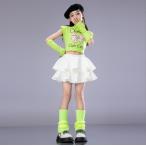  желтый зеленый зеленый лента chuchu юбка Kids танцевальный костюм hip-hop девочка Jazz Dance выставить Cheer ребенок одежда heso.. tops юбка k-pop jazz