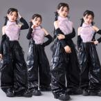  лиловый фиолетовый черный чёрный мех Kids танцевальный костюм hip-hop девочка Jazz Dance выставить Cheer ребенок одежда tops брюки k-pop костюм jazz hiphop Корея 