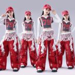 79 номер красный белый красный гонки Denim Kids танцевальный костюм hip-hop девочка Jazz Dance выставить Cheer ребенок одежда tops брюки k-pop костюм jazz hiphop.