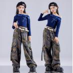 nei лабораторный стакан ki камуфляж Denim Kids танцевальный костюм hip-hop девочка Jazz Dance выставить Cheer ребенок одежда tops брюки k-pop костюм jazz hiphop.