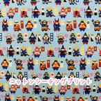 ショッピングシーチング 在庫限り「武将BUSHOU」サックス　コットンシーチングプリント