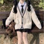  school кардиган вязаный кардиган кардиган V шея s длинный рукав всесезонный JK форма матроска вязаный свитер передний открытие .. способ 