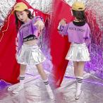 キッズ ダンス衣装 ヒップホップ HIPHOP 子供 長袖 セットアップ ジャズダンス Ｔシャツ スカート 女の子 演出服 練習着 ステージ衣装