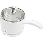東京Deco 保温機能付 電気鍋 1.2L ホワイト ひとり暮らし用 クッキング ポット ガラス蓋付き 600W 便利な保温機能付き